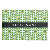 Bladpatroon, Groene bladeren, Jouw naam Kussensloop (Achterkant)