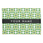 Bladpatroon, Groene bladeren, Jouw naam Kussensloop (Voorkant)