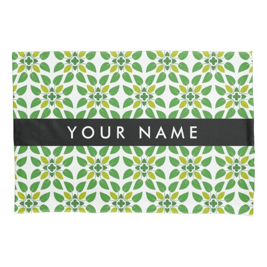 Bladpatroon, Groene bladeren, Jouw naam Kussensloop (Voorkant)