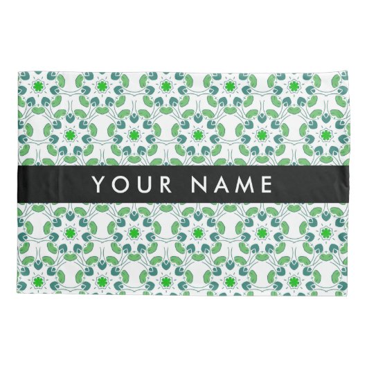 Bladpatroon, Groene bladeren, Jouw naam Kussensloop (Achterkant)