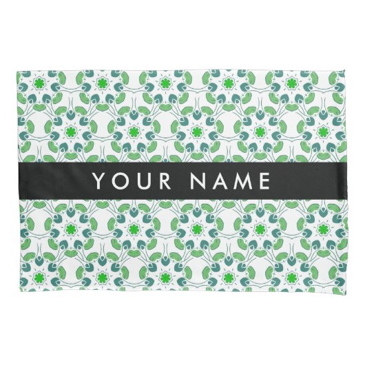 Bladpatroon, Groene bladeren, Jouw naam Kussensloop (Voorkant)