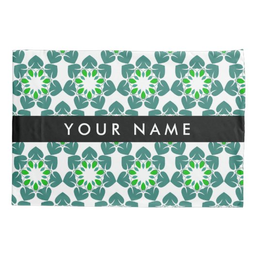 Bladpatroon, Groene bladeren, Jouw naam Kussensloop (Achterkant)