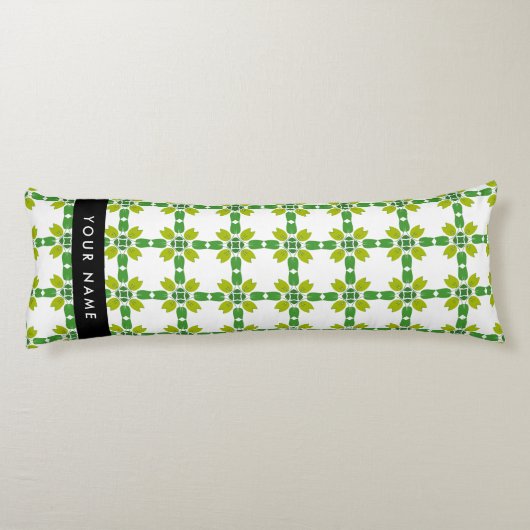 Bladpatroon, Groene bladeren, Jouw naam Lichaamskussen (Achterkant)
