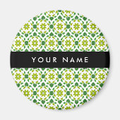 Bladpatroon, Groene bladeren, Jouw naam Magneet (Voorkant)