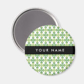 Bladpatroon, Groene bladeren, Jouw naam Magneet (Voorkant / Achterkant)