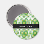 Bladpatroon, Groene bladeren, Jouw naam Magneet (Voorkant / Achterkant)