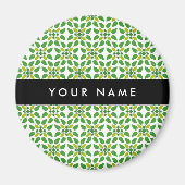 Bladpatroon, Groene bladeren, Jouw naam Magneet (Voorkant)