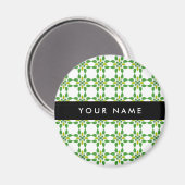 Bladpatroon, Groene bladeren, Jouw naam Magneet (Voorkant / Achterkant)