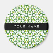 Bladpatroon, Groene bladeren, Jouw naam Magneet (Voorkant)