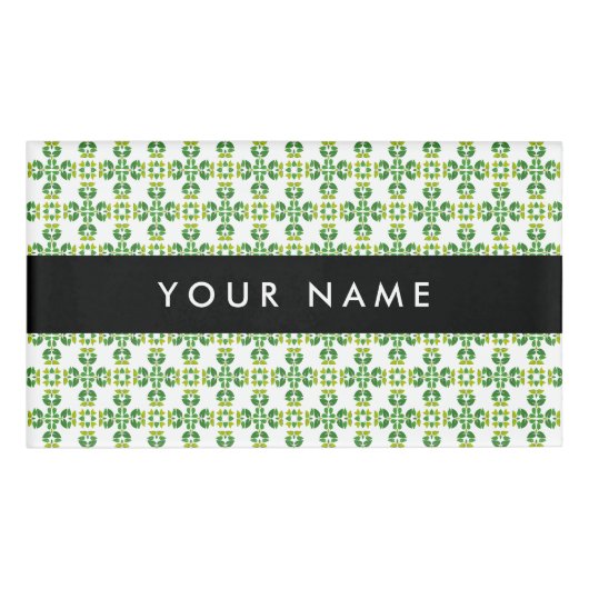 Bladpatroon, Groene bladeren, Jouw naam Naambadge (Voorkant)