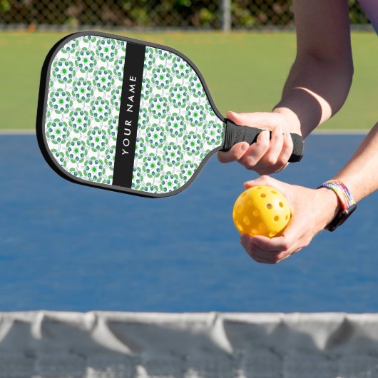 Bladpatroon, Groene bladeren, Jouw naam Pickleball Paddle (Insitu)