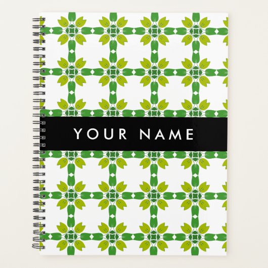Bladpatroon, Groene bladeren, Jouw naam Planner (Voorkant)