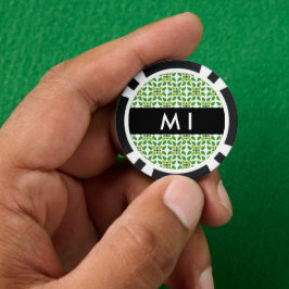 Bladpatroon, Groene bladeren, Jouw naam Poker Chips