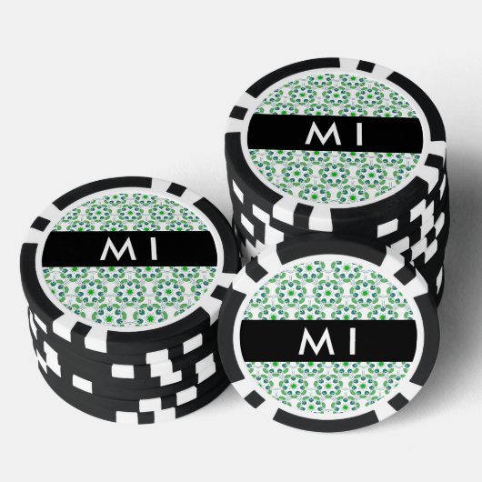 Bladpatroon, Groene bladeren, Jouw naam Poker Chips (Opstapeling)