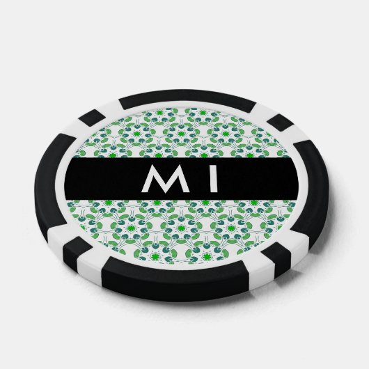 Bladpatroon, Groene bladeren, Jouw naam Poker Chips (Enkel)