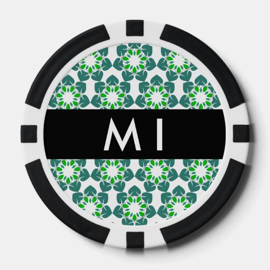 Bladpatroon, Groene bladeren, Jouw naam Poker Chips (Voorkant)