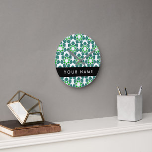 Bladpatroon, Groene bladeren, Jouw naam Ronde Klok