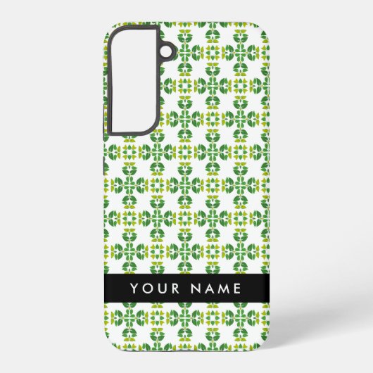 Bladpatroon, Groene bladeren, Jouw naam Samsung Galaxy Hoesje (Achterkant)