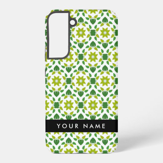 Bladpatroon, Groene bladeren, Jouw naam Samsung Galaxy Hoesje (Achterkant)