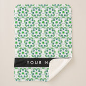 Bladpatroon, Groene bladeren, Jouw naam Sherpa Deken (Voorkant)