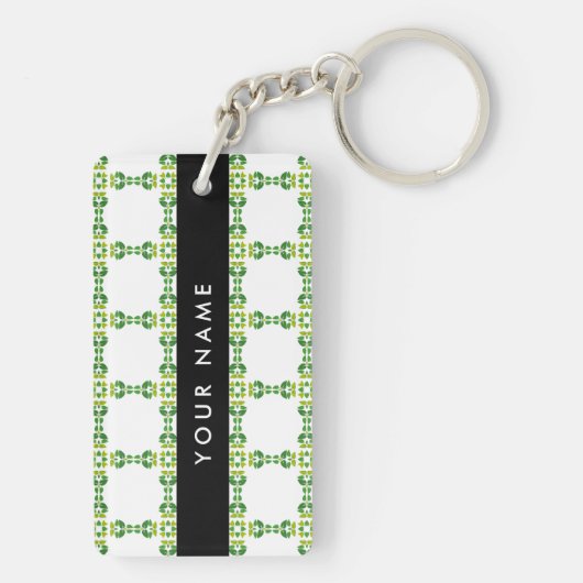 Bladpatroon, Groene bladeren, Jouw naam Sleutelhanger (achterkant)