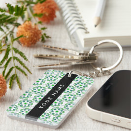 Bladpatroon, Groene bladeren, Jouw naam Sleutelhanger