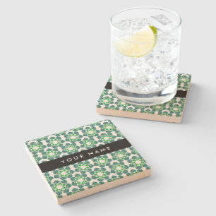 Bladpatroon, Groene bladeren, Jouw naam Stenen Onderzetter