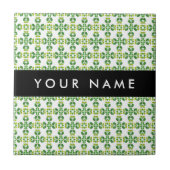 Bladpatroon, Groene bladeren, Jouw naam Tegeltje (Voorkant)