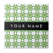 Bladpatroon, Groene bladeren, Jouw naam Tegeltje (Voorkant)