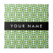 Bladpatroon, Groene bladeren, Jouw naam Tegeltje (Voorkant)