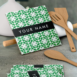 Bladpatroon, Groene bladeren, Jouw naam Tegeltje