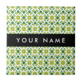 Bladpatroon, Groene bladeren, Jouw naam Tegeltje (Voorkant)