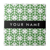 Bladpatroon, Groene bladeren, Jouw naam Tegeltje (Voorkant)