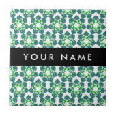 Bladpatroon, Groene bladeren, Jouw naam Tegeltje (Voorkant)