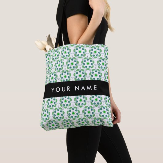 Bladpatroon, Groene bladeren, Jouw naam Tote Bag (Dichtbij)