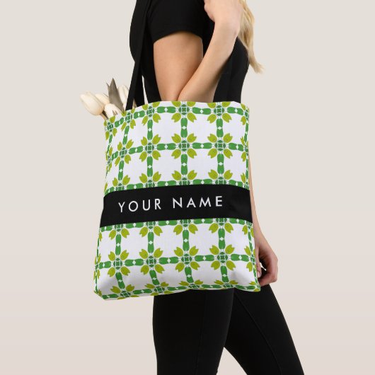 Bladpatroon, Groene bladeren, Jouw naam Tote Bag (Dichtbij)