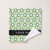 Bladpatroon, Groene Bladeren, Uw Naam Bad Handdoek (Wasdoekje)
