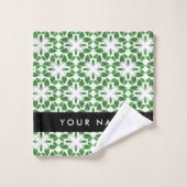 Bladpatroon, Groene Bladeren, Uw Naam Bad Handdoek (Wasdoekje)