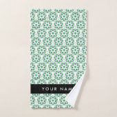 Bladpatroon, groene bladeren, uw naam bad handdoek (Handdoek)