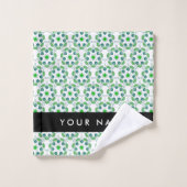Bladpatroon, groene bladeren, uw naam bad handdoek (Wasdoekje)