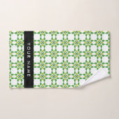 Bladpatroon, groene bladeren, uw naam bad handdoek (Handdoek)