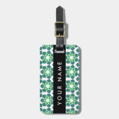 Bladpatroon, Groene Bladeren, Uw Naam Bagagelabel (Voorkant verticaal)
