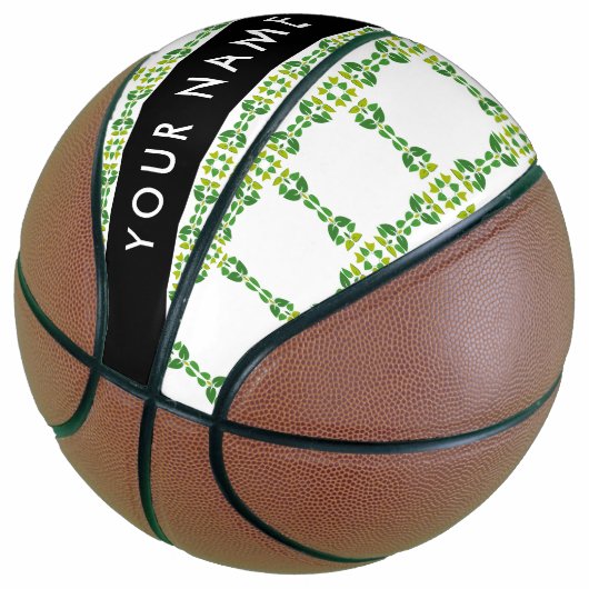 Bladpatroon, Groene Bladeren, Uw Naam Basketbal (Schuin)