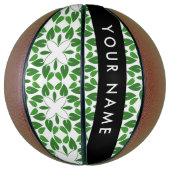 Bladpatroon, Groene Bladeren, Uw Naam Basketbal (Verticaal)