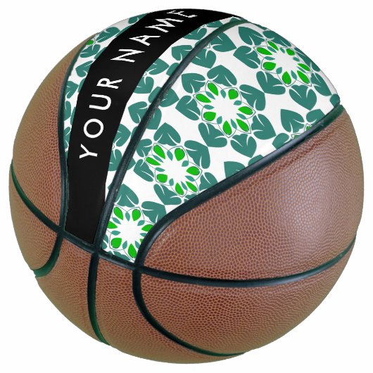 Bladpatroon, Groene Bladeren, Uw Naam Basketbal (Schuin)