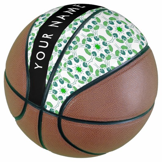 Bladpatroon, Groene Bladeren, Uw Naam Basketbal (Schuin)