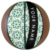 Bladpatroon, Groene Bladeren, Uw Naam Basketbal (Verticaal)
