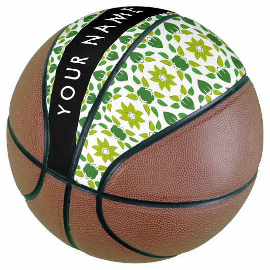 Bladpatroon, Groene Bladeren, Uw Naam Basketbal (Schuin)
