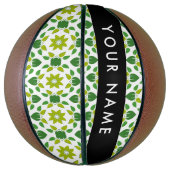 Bladpatroon, Groene Bladeren, Uw Naam Basketbal (Verticaal)
