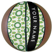Bladpatroon, Groene Bladeren, Uw Naam Basketbal (Verticaal)